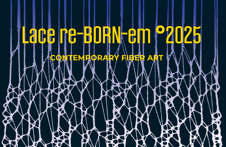 Affiche voor Lace re-BORN-em 2025, tentoonstelling over kantkunst. (vergroot foto)